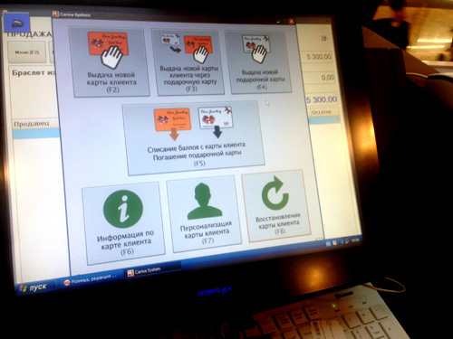 The app running at an actual store register