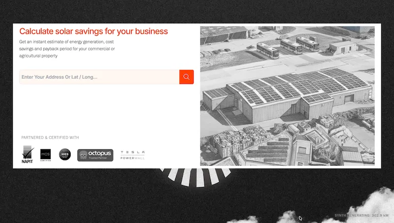 Landing page with address input